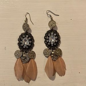 COIN FEATHER EARRINGS